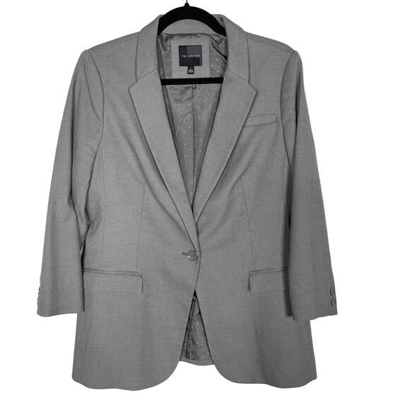 The Limited Large Gray 3/4 Sleeve Single Button Blazer Jacket Career Work Office - Picture 1 of 9